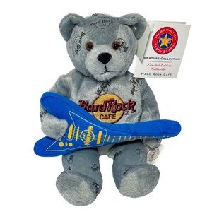 Hard Rock Cafe Amsterdam Herrington Beanie Rocker Teddy Bear w/Guitar 2007 New